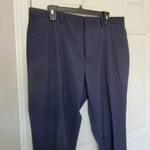THEORY Mens Mayer Emerson Wool Pants Trousers Navy Suble Checked Size 36 / 34